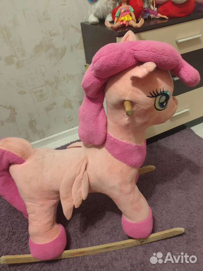 Детская лошадка качалка деревянная