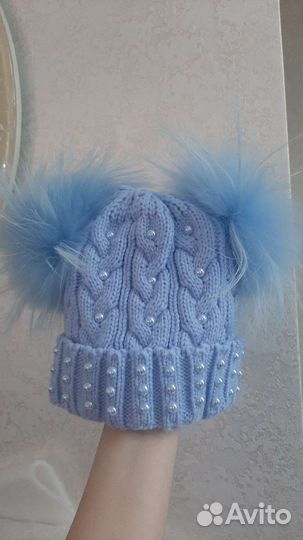 Шапка с помпономи (3-5лет)