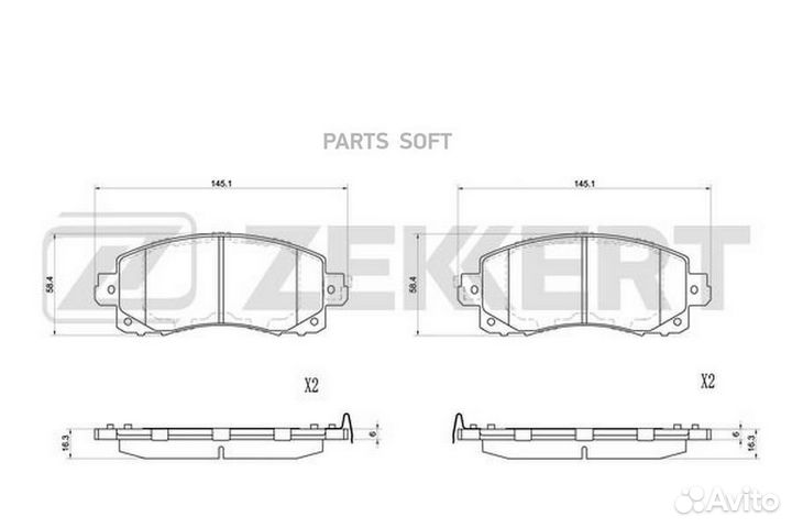 Zekkert BS-1174 Колодки торм. диск. передн. Subaru Forester (SK/S14) 18- Impreza (GT/G14) 16- XV (GT