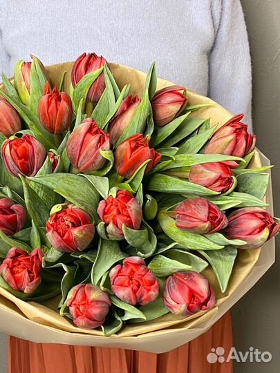 Цветы тюльпаны пионовид букет тюльпанов доставка