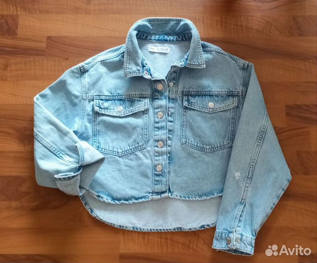 Джинсовая куртка рубашка Zara xxs-xs
