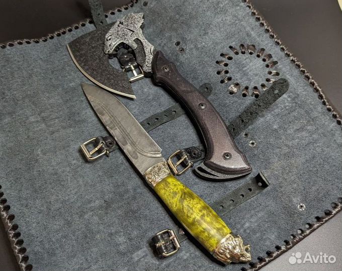 Нож дамаск+ Топор. Набор в кейсе