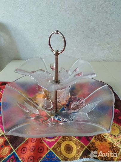 Ваза цветное стекло двухярусная