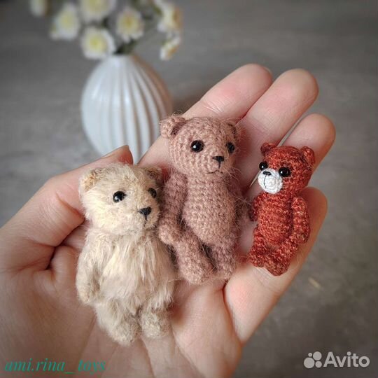 Миниатюрные игрушки. Мини мишки. Мини амигуруми
