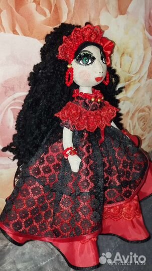 Текстильная Кукла Кармен интерьерная