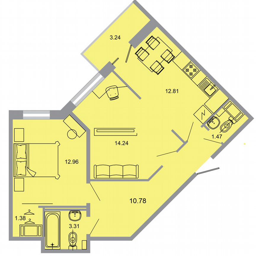 2-к. квартира, 57,6 м², 3/15 эт.