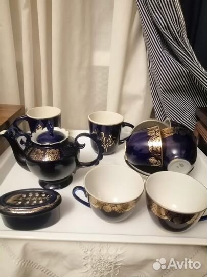 Сервиз чайный Тонкий фарфор-лфз Кобальт