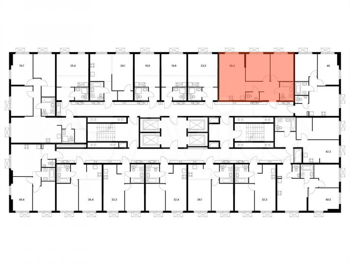 2-к. квартира, 58,4 м², 25/25 эт.