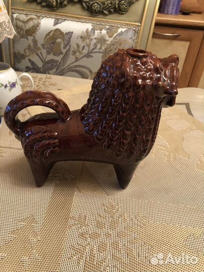 Штоф лев Опошня обливная керамика