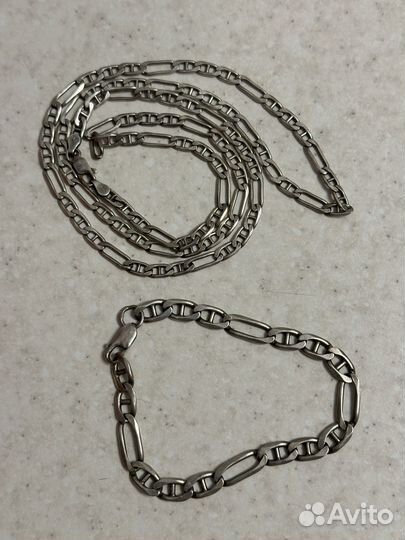 Цепь и браслет серебро комплект