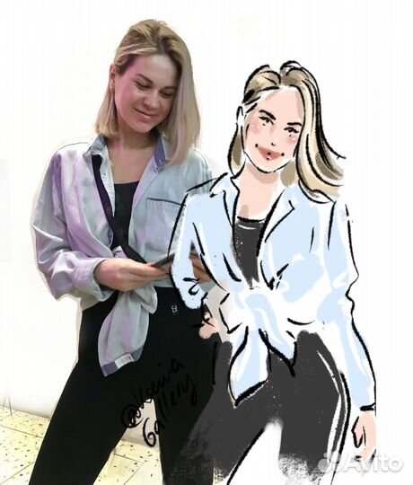 Портрет по фото за 1 день на заказ скетч шарж