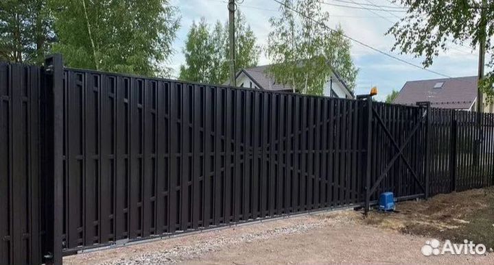 Откатные ворота с монтажом