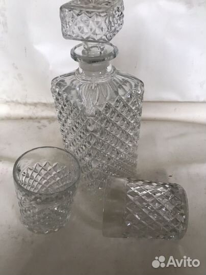 Графин хрустальный СССР с двумя стаканами