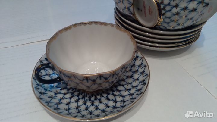 Сервиз чайный «Кобальтовая сетка» 6перс./ 16пред