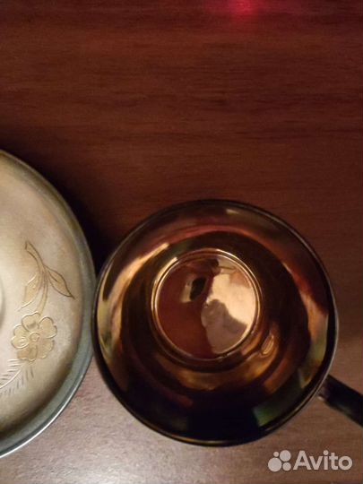 Чашка с блюдцем мельхиор