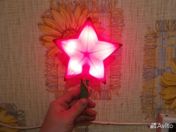 Звезда на елку, подсветка от сети.Пр-во СССР