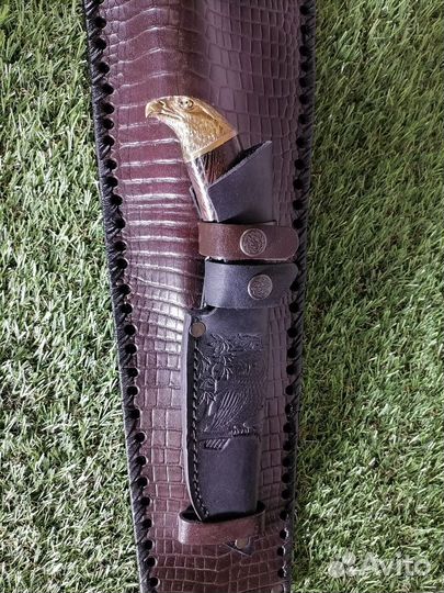 Коричневый кожаный чехол с шампурами объёмные звер