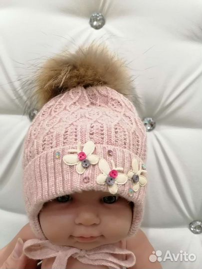 Шапочки для малышки 0-5 месяцев