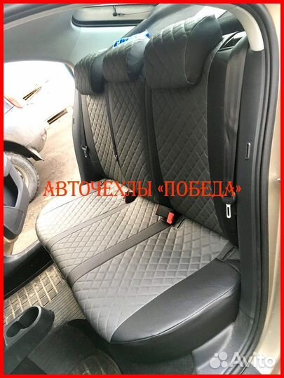 Чехлы Skoda Octavia A5 из экокожи чёрно-серые Ромб