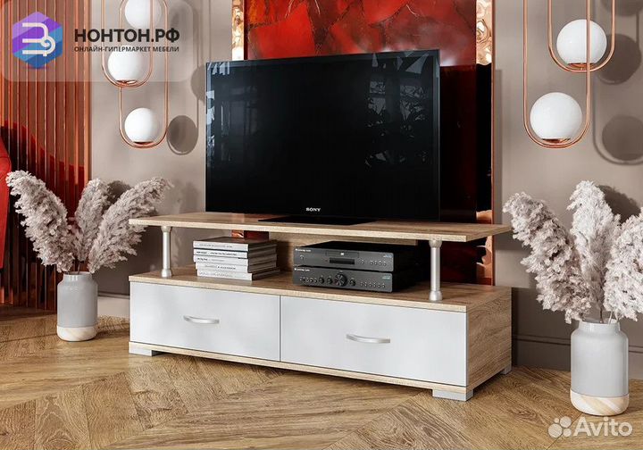 Тумба TV-5A дуб сонома светлый / белая шагрень