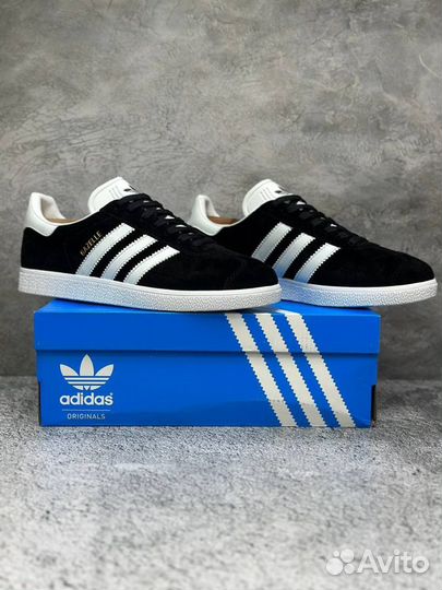 Кроссовки Adidas Gazelle Black White (36-45)