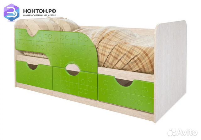 Детская кроватка Минима дуб атланта / лайм