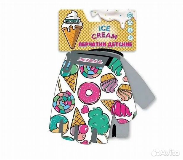 Перчатки trix Nw Ice Cream детск., 5XS гелев. вставки лайкра/искусств. замша, антискользящие