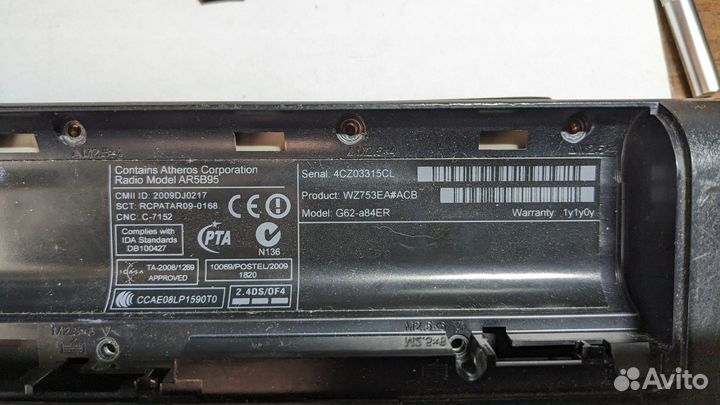 Ноутбук hp G62 разбор