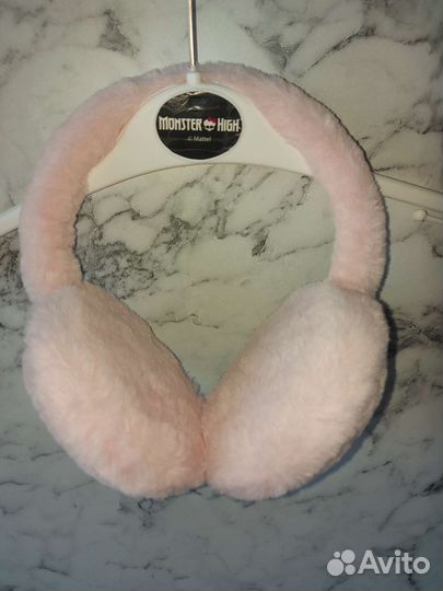 Розовые Меховые наушники / зимние наушники (ушки)