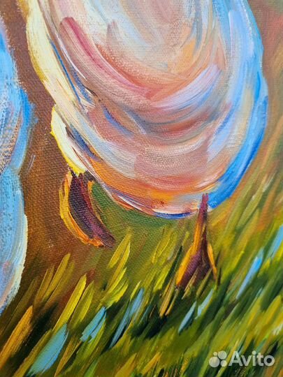 Картина маслом утки гуси птицы животные 35х45 см