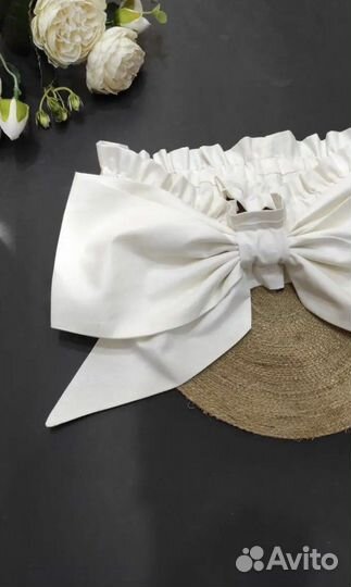 Бант на выписку на резинке цвет молочный