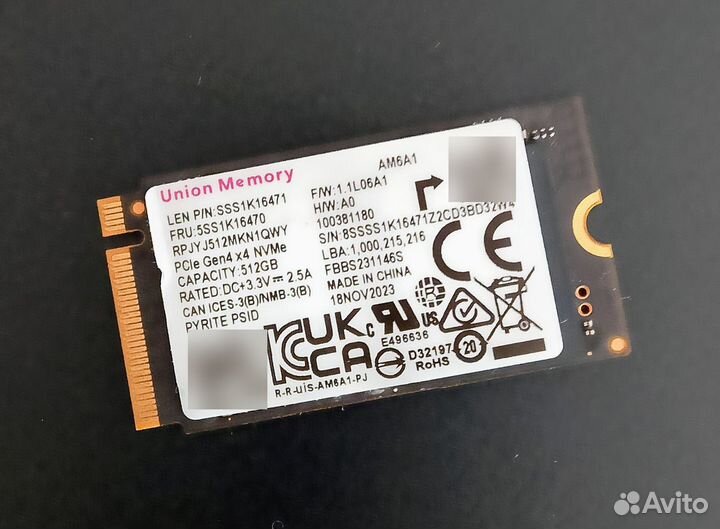 SSD M.2 2242 union memory AM6А1, 512GB