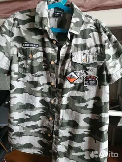 Рубашка на мальчика 12-13 лет камуфляжная