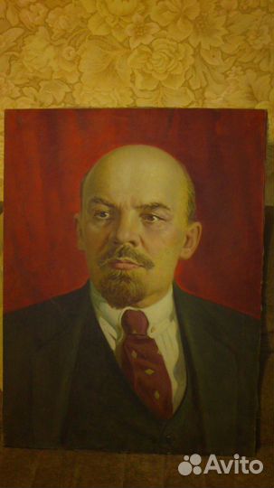 Большой портрет В.И Ленина 100х75см масло