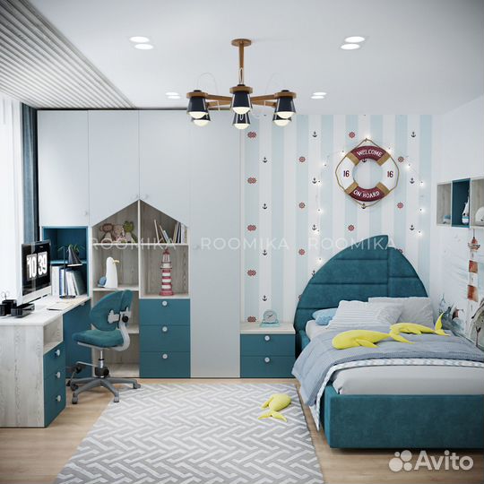 Детская мягкая 1,5 спальная кровать 120х200