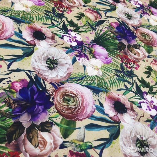 Ткань джерси Милано (новая) с цветам