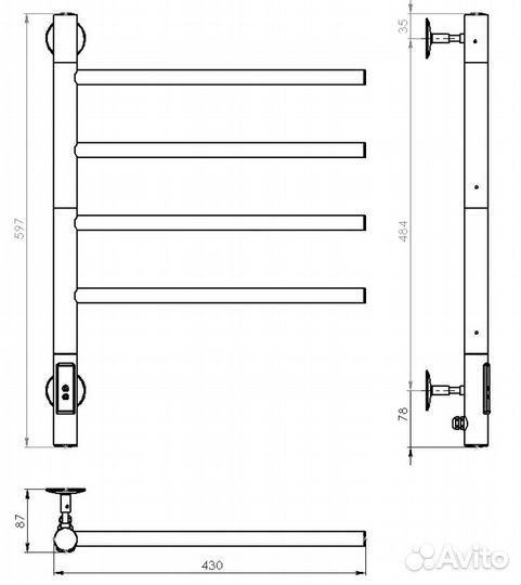 Полотенцесушитель электрический Vincea VTD-1S1CE
