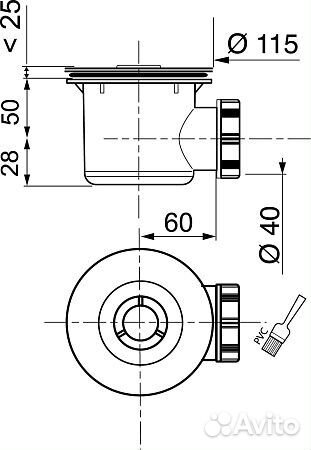 Сифон wirquin tourbillon D90 мм, выход D40 мм