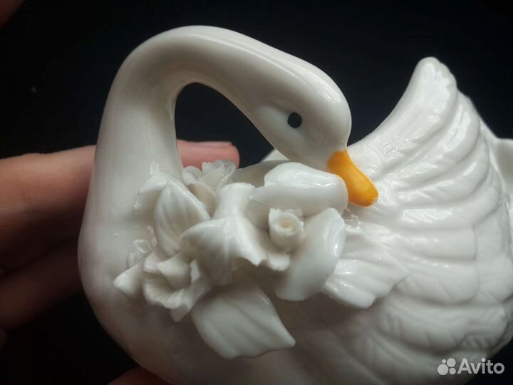 Фигурка лебедь керамика подставка для украшений