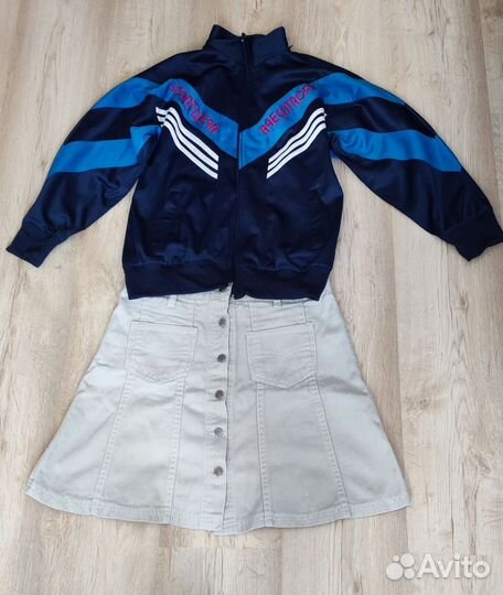 Олимпийка и джинсовая юбка 90х