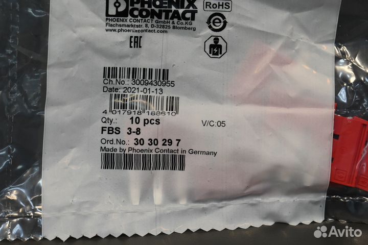 Phoenix contact 3030297 FBS 3-8 новое, 247 шт