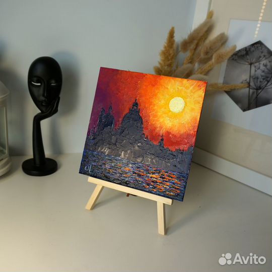 Картина маслом Венеция 15х15 см. В наличии