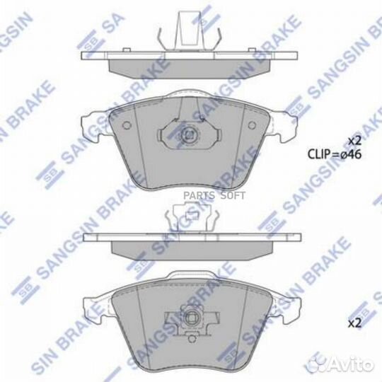 Sangsin brake SP1784 Колодки тормозные дисковые пе