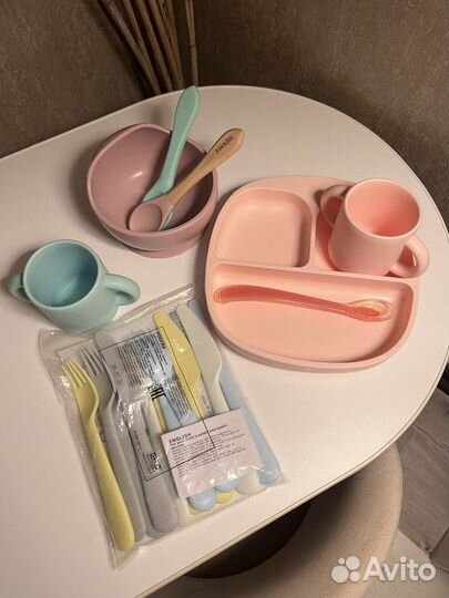 Детская силиконовая посуда на присосках / IKEA
