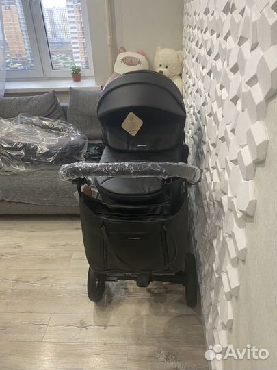 Коляска 2 в 1 adamex zico deluxe эко кожа черная