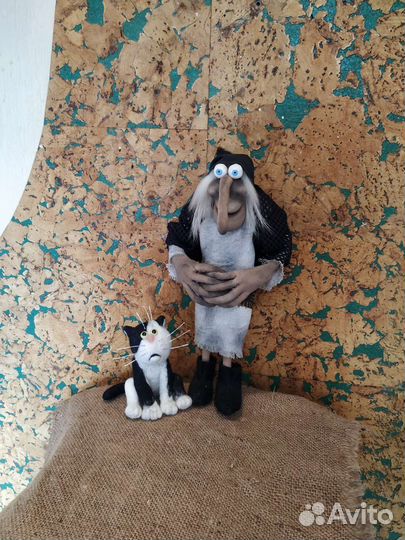 Ёжкин кот) валяная игрушка