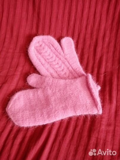 Варежки из пуха норки Коса короткие