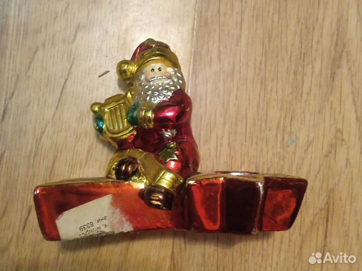 Дед мороз с гуслями подсвечник новогодний