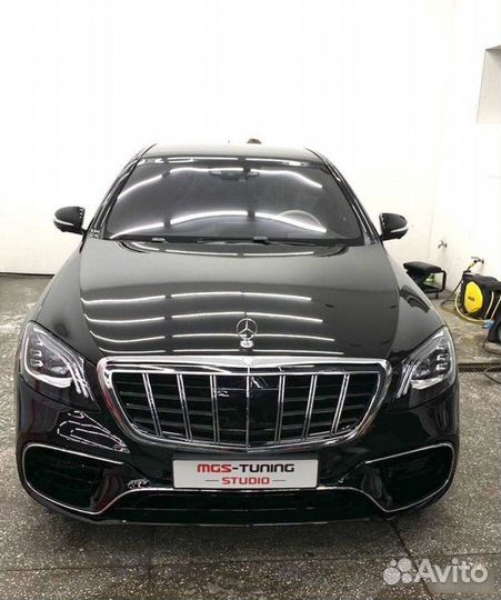 Передний бампер S63+решетка B Mercedes w222 рест