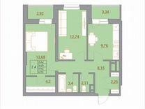 2-к. квартира, 63,1 м², 13/21 эт.